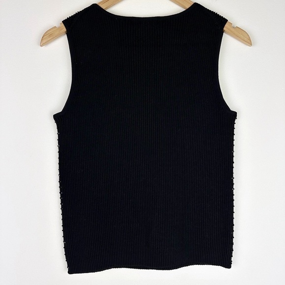 Kate Hill Silk Blend and Beaded Black Knit Top - Picture 5 of 6